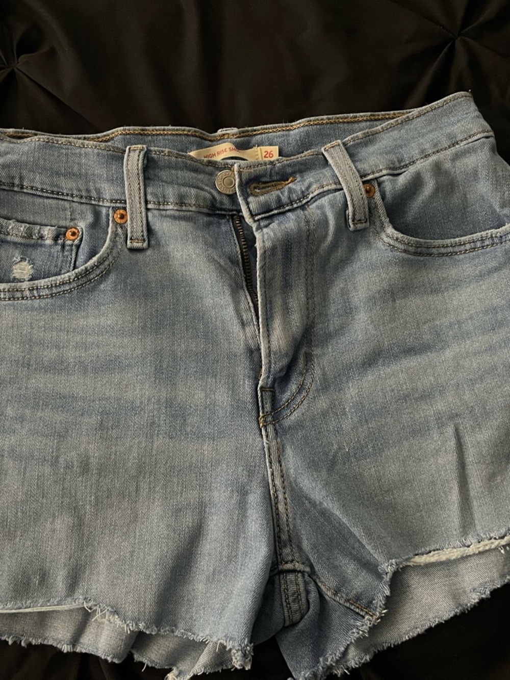 Light Wash Denim Cutoff Shorts - Blue